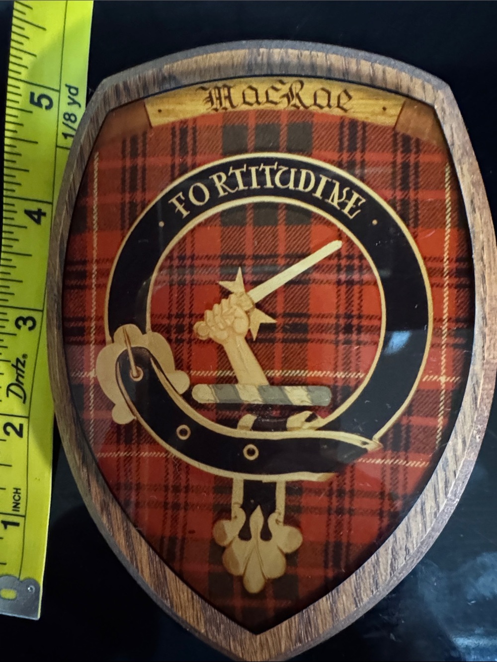 Clan Crest Plaque - Red Tartan Home Wall Decor MacRae